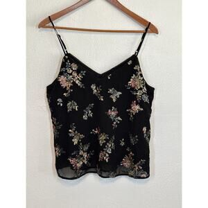VTG Banana Republic Cami M Black Sequin Floral Y2K 90s Fairy Goth Whimsigoth